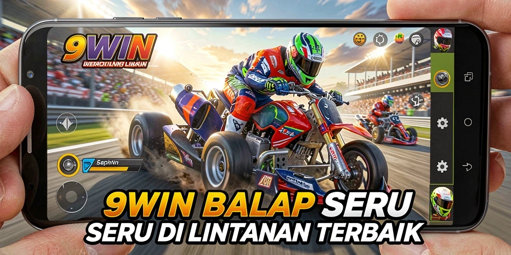Screenshot gameplay 9WIN menampilkan aksi balap mendebarkan dengan mobil cepat.