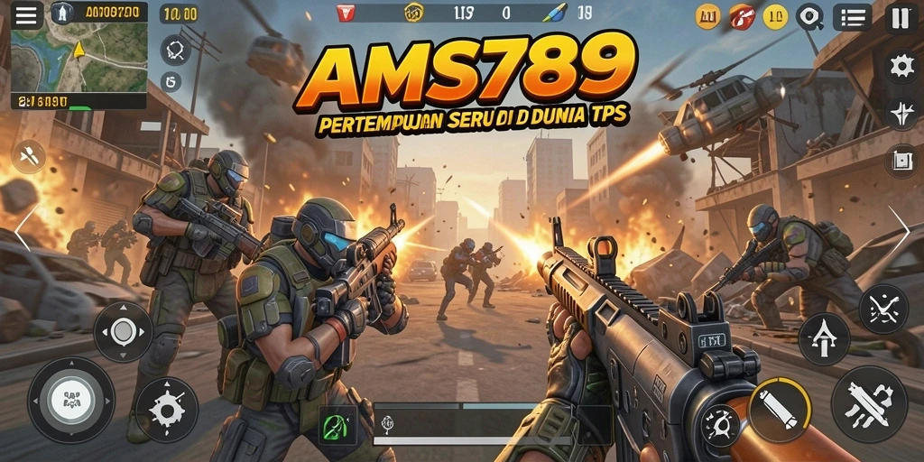 Tangkapan layar utama AMS789 menunjukkan aksi pertempuran mendebarkan dalam TPS.