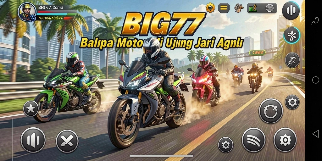 Gameplay balapan motor yang menegangkan dan mendebarkan.