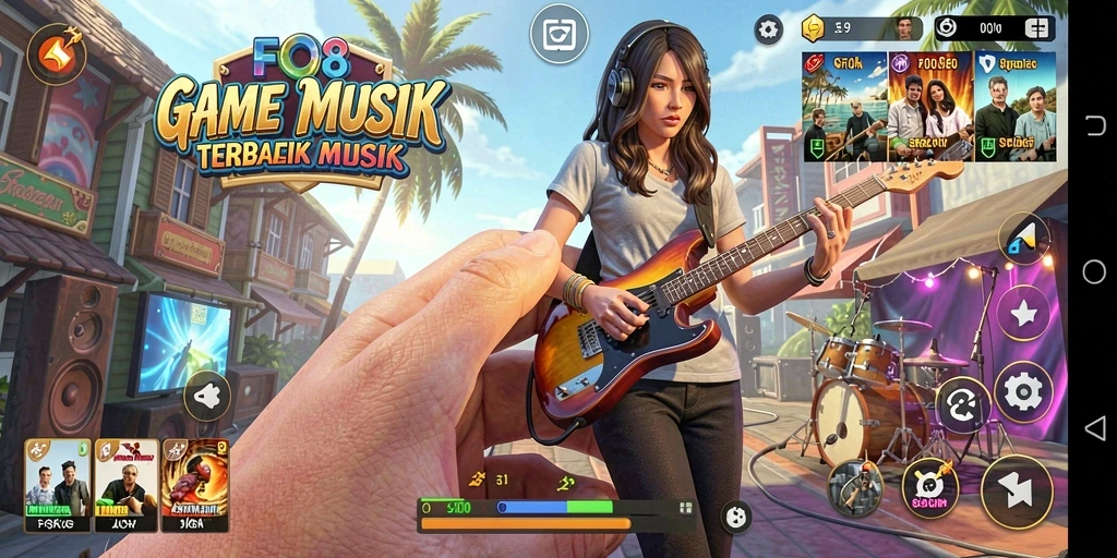 Screenshot FO8 menampilkan gameplay yang seru dan interaktif dengan musik.