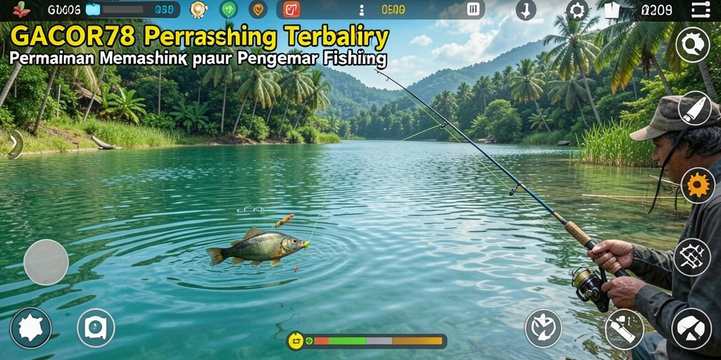 Screenshot utama GACOR78 menampilkan gameplay memancing yang seru.