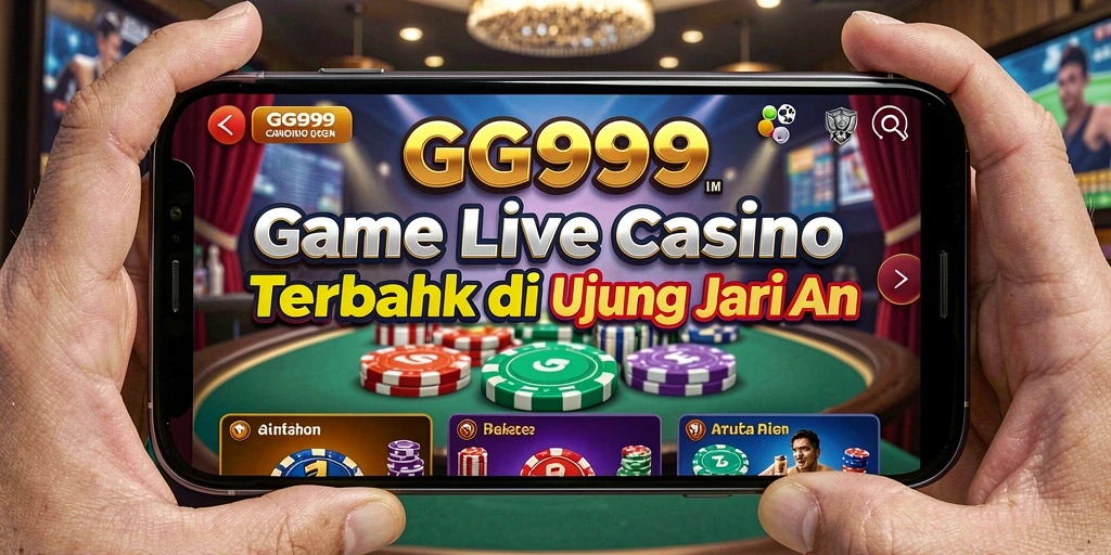 Screenshot GG999 menunjukkan dealer profesional dan suasana permainan Live Casino yang nyata.