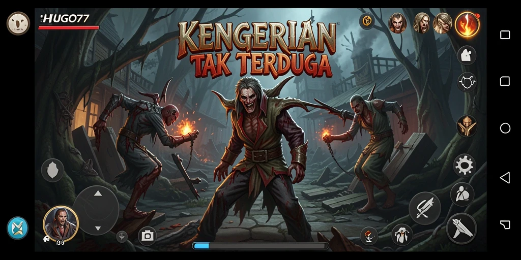 Gameplay HUGO77 yang menakutkan dengan suasana gelap dan seram.