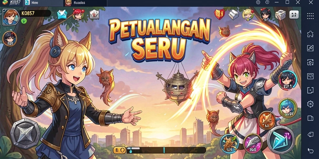 Tampilan gameplay KO857 yang penuh warna dan karakter unik.