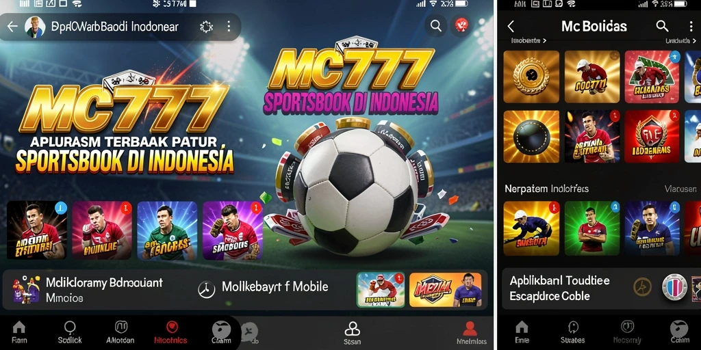 Screenshot tampilan aplikasi MC777 dengan antarmuka sportsbook yang menarik.