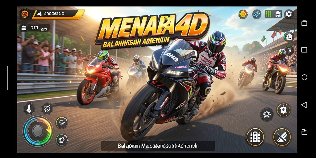 Gameplay seru dengan motor balap di trek menantang.