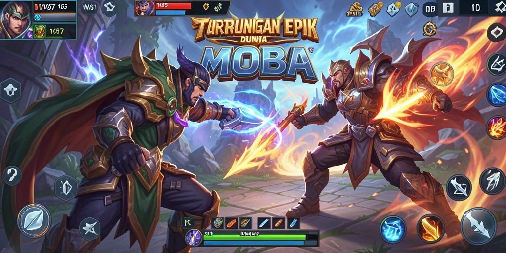 Tangkapan layar W67 menunjukkan aksi pertarungan seru dalam arena MOBA.