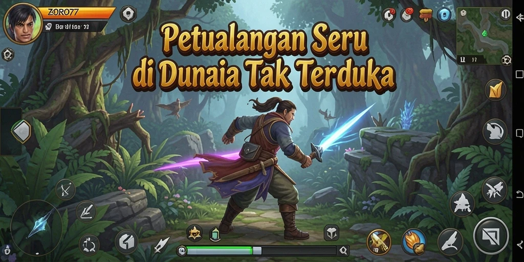 Screenshot menarik dari gameplay ZORO77 yang menunjukkan aksi petualangan.